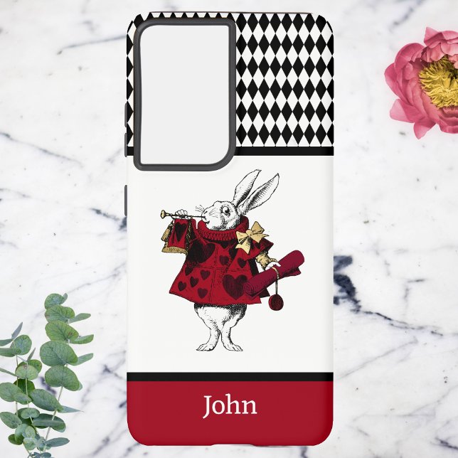Alice in Wonderland White Red Rabbit with Trumpet Samsung Galaxy S21+ Case (Creator Uploaded)