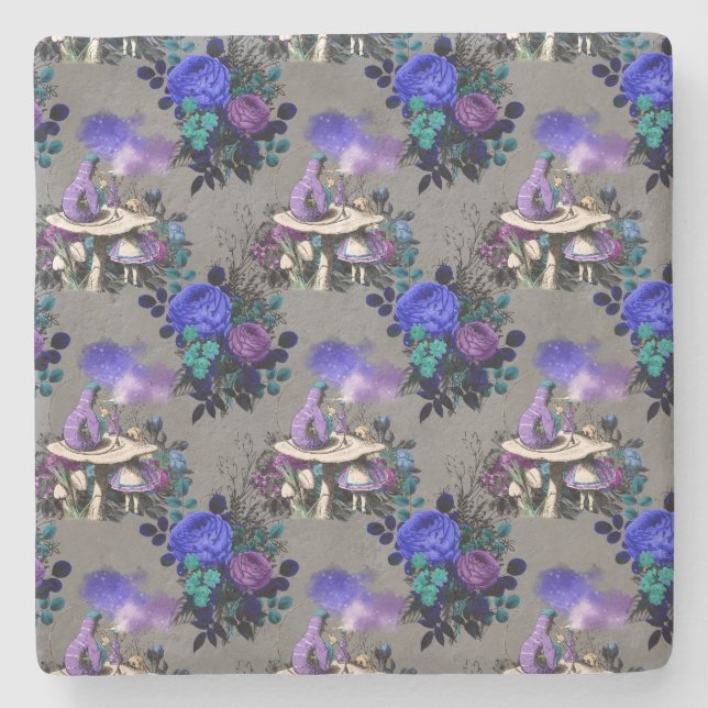 Alice in Wonderland with Caterpillar Stone Coaster (Front)