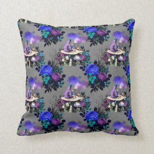 Alice in Wonderland with Caterpillar Throw Pillow