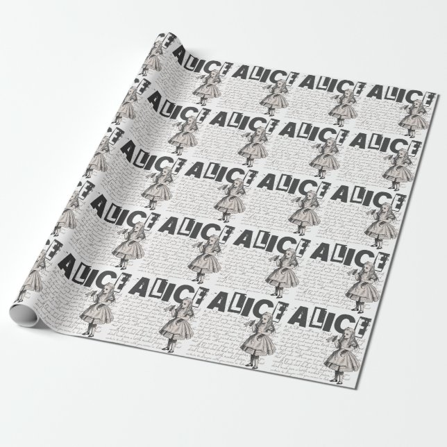 Alice In Wonderland With Drink Me Bottle Grunge Wrapping Paper (Unrolled)