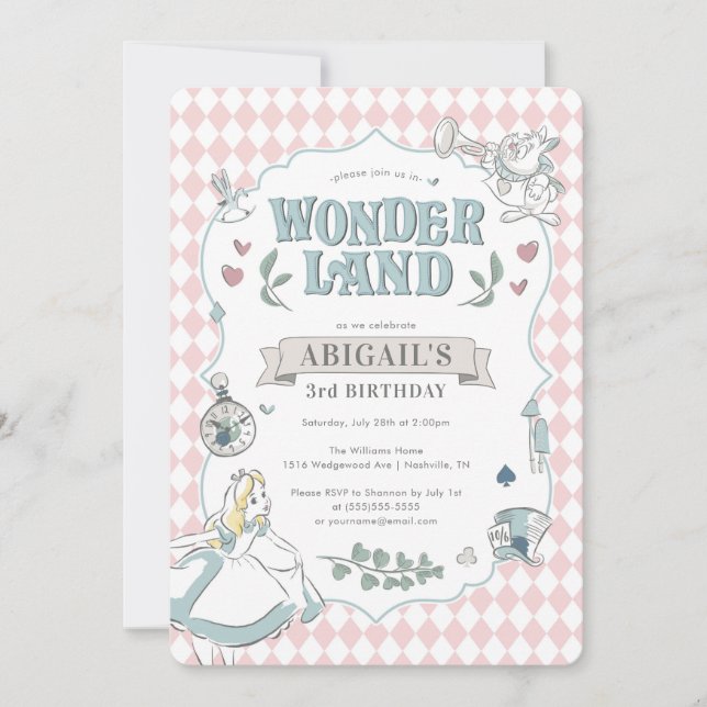 Alice in Wonderland | Wonderland Birthday  Invitation (Front)