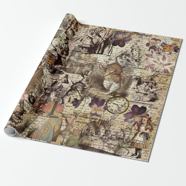 Alice In Wonderland Wrapping Paper (Unrolled)