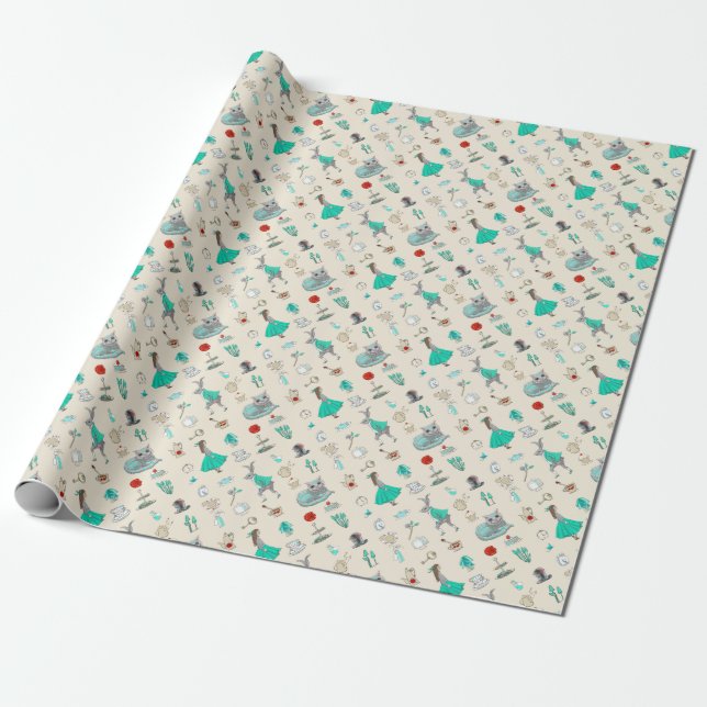 Alice in wonderland wrapping paper (Unrolled)