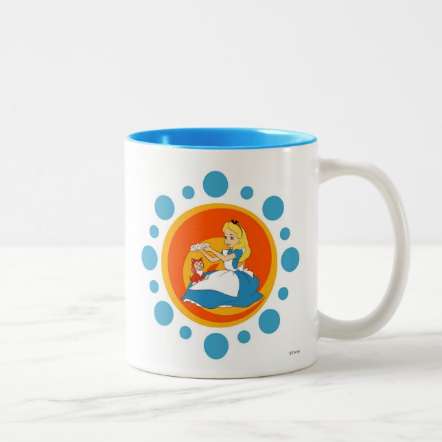 Alice in Wonderland's Alice and Dinah in Circle Two-Tone Coffee Mug (Right)