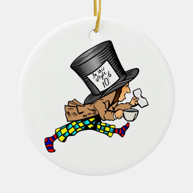 Alice in Wonderland's Mad Hatter Ceramic Ornament (Front)