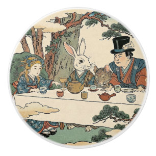 Alice Lost in Japan   Ukiyo-e Mad Tea Party Ceramic Knob