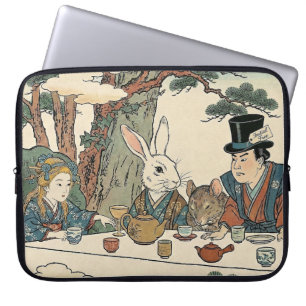 Alice Lost in Japan   Ukiyo-e Mad Tea Party Laptop Sleeve