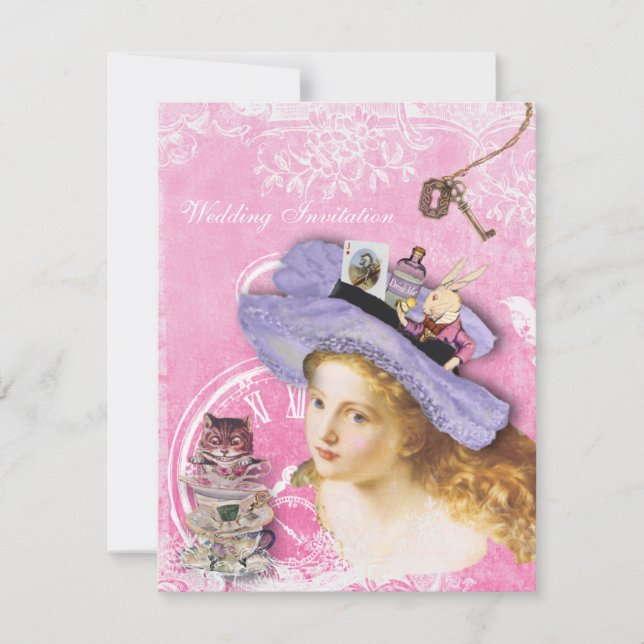 Alice lunatique dans des invitations de mariage du (Devant)