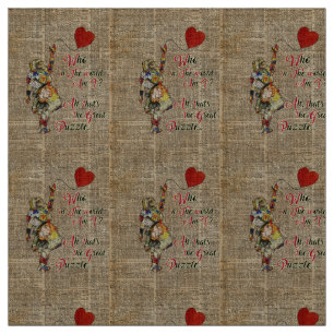 Alice,Mad Hatter &Rabbit Vintage Collage Quote Fabric