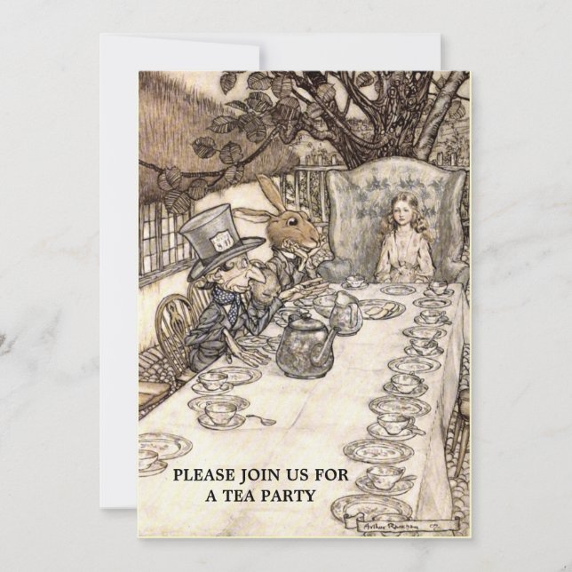Alice Mad Hatter Tea Party 2 Template Invitation (Front)