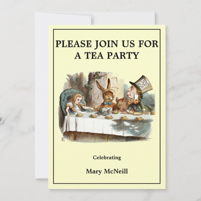 Alice Mad Hatter Tea Party Template 3 Invitation (Front)