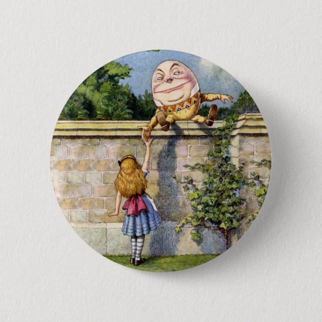 Alice Meets Humpty Dumpty in Wonderland 2 Inch Round Button (Front)