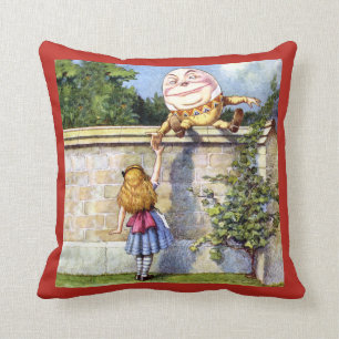 Alice Meets Humpty Dumpty in Wonderland Throw Pillow