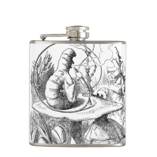 Alice Meets the Caterpillar - Alice in Wonderland Hip Flask