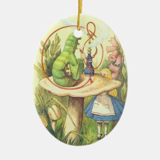 Alice Meets the Caterpillar Ceramic Ornament (Front)
