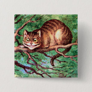 Alice Meets The Cheshire Cat in Wonderland 2 Inch Square Button