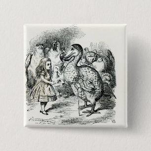 Alice meets the Dodo 2 Inch Square Button