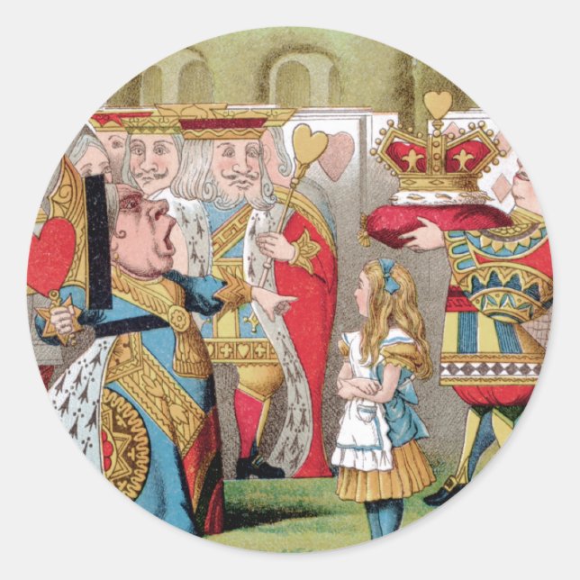 ALICE MEETS THE QUEEN OF HEARTS CLASSIC ROUND STICKER (Front)