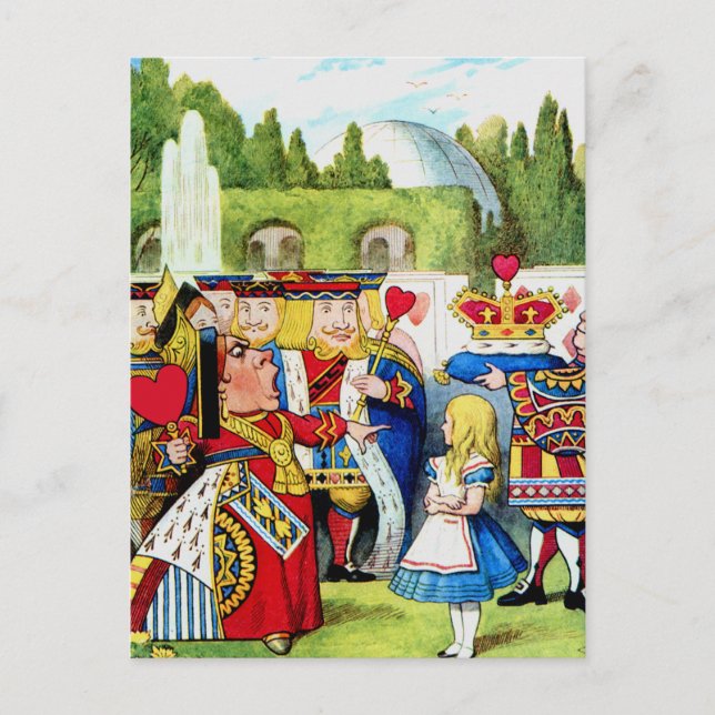 Alice Meets the Queen of Hearts in Wonderland Postcard (Front)