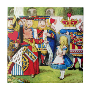 Alice Meets the Queen of Hearts in Wonderland Tile