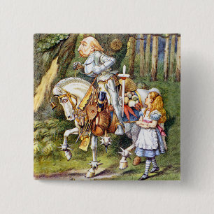 Alice Meets the White Knight in Wonderland 2 Inch Square Button