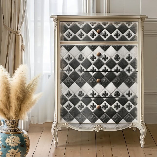 Alice Monochome Fleur de Lis Tile Decoupage Tissue Paper (Creator Uploaded)