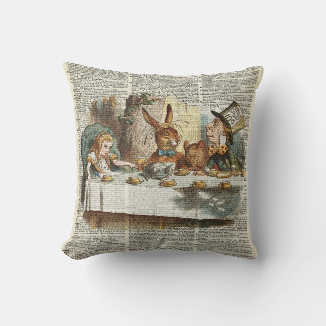 Alice Morning Tea time Throw Pillow (Front)