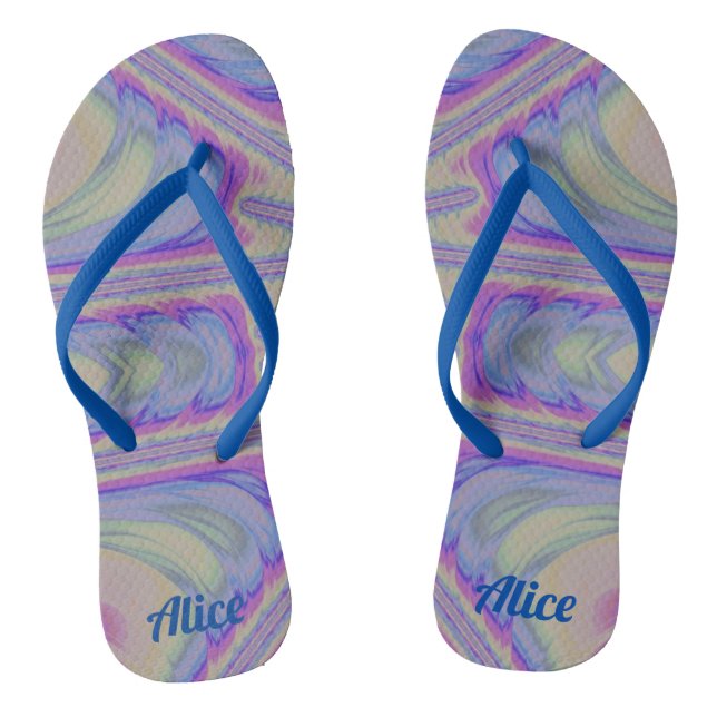 ALICE ~ Multicoloured Pastel Design ~ Original ~  Flip Flops (Footbed)