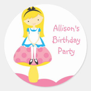Alice mushroom birthday sticker