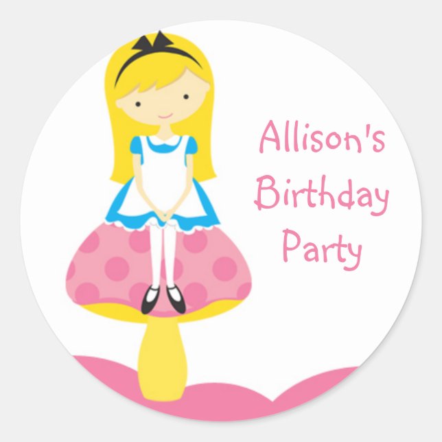 Alice mushroom birthday sticker (Front)