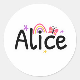 Alice name cute design classic round sticker