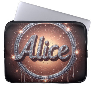 Alice Name Diamond Logo Badge in Sparkling Jewelle Laptop Sleeve