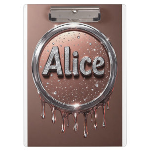 Alice Name Diamond Logo Badge in Sparkling Jewelry Clipboard