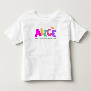 Alice name meaning girls bubble letters apparel toddler t-shirt