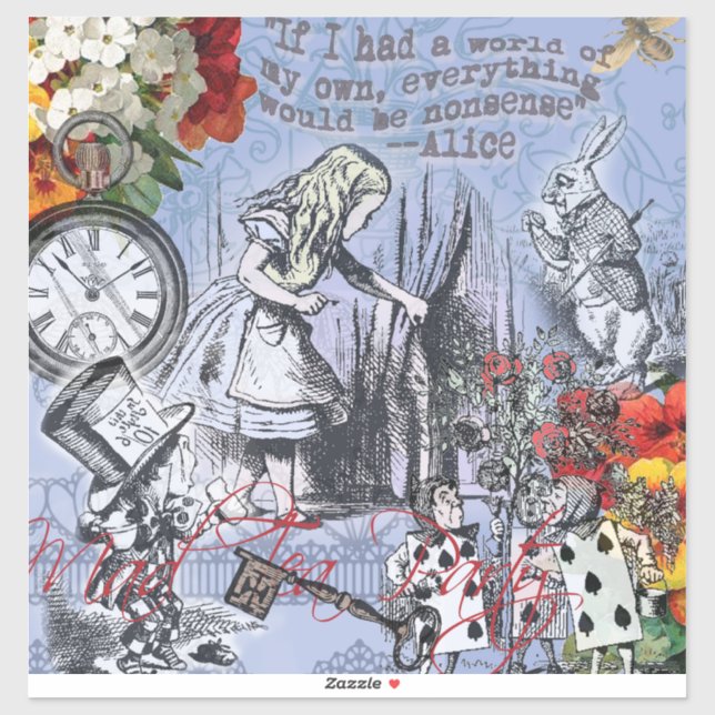 Alice nonsense curtain wonderland - Blue (Sheet)