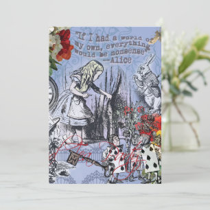 Alice nonsense curtain wonderland - Blue Invitation