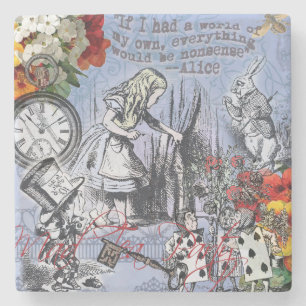 Alice nonsense curtain wonderland - Blue Stone Coaster