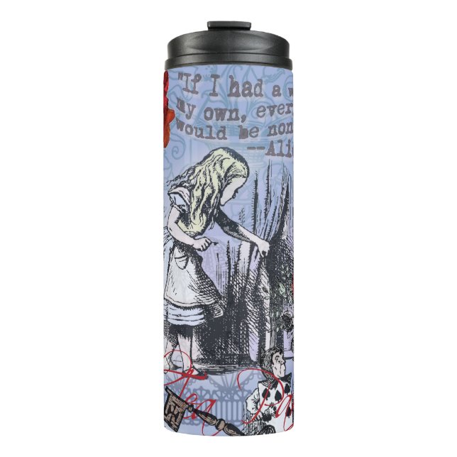 Alice nonsense curtain wonderland - Blue Thermal Tumbler (Front)