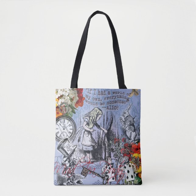 Alice nonsense curtain wonderland - Blue Tote Bag (Front)
