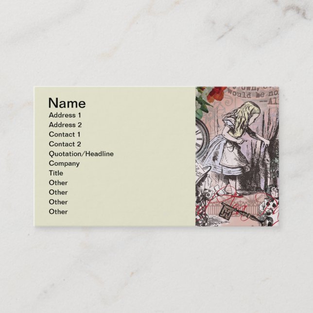Alice nonsense curtain wonderland business card (Front)