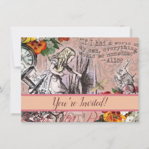Alice nonsense curtain wonderland classic invitation