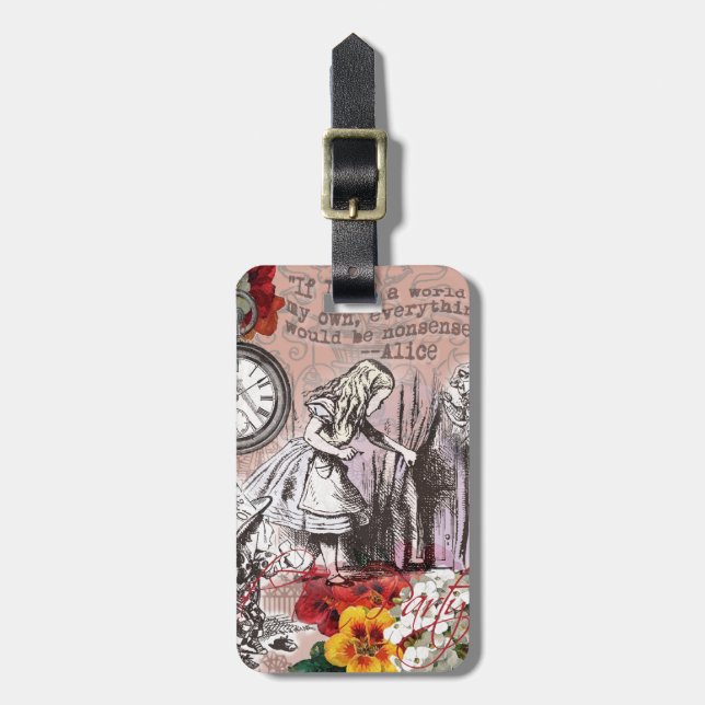 Alice nonsense curtain wonderland classic luggage tag (Front Vertical)