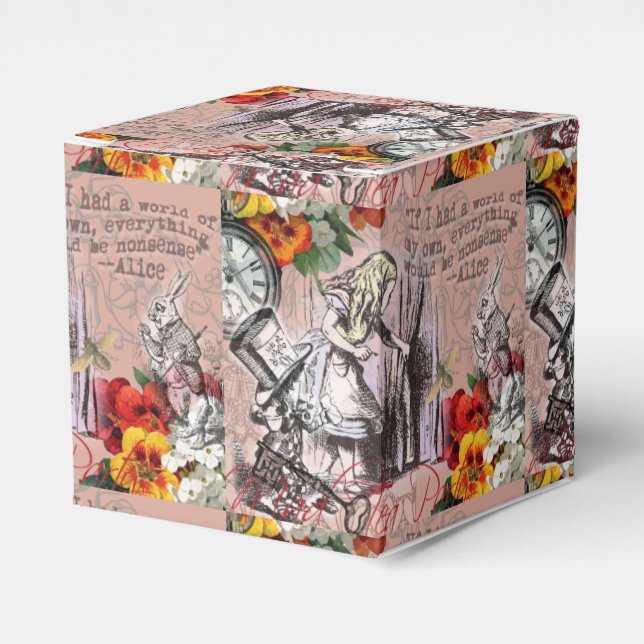 Alice nonsense curtain wonderland favor box (Front Side)