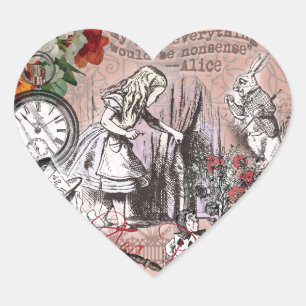 Alice nonsense curtain wonderland heart sticker