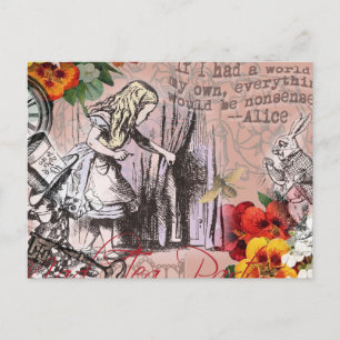 Alice nonsense curtain wonderland postcard