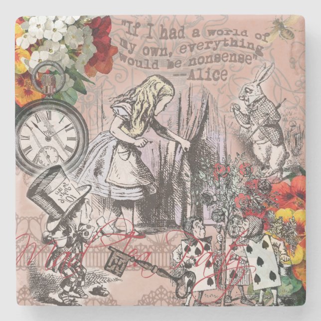 Alice nonsense curtain wonderland stone coaster (Front)