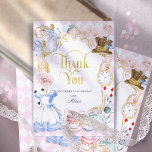 Alice Onederland, Mad hatter, Girl 1st birthday Thank You Card<br><div class="desc">These "Alice in Onederland" themed thank you cards are perfect for expressing gratitude after your little girl's first birthday tea party. Adorned with whimsical elements from the beloved tale, including the Mad Hatter, these cards capture the essence of a magical tea party in a soft pink colour scheme. The design...</div>