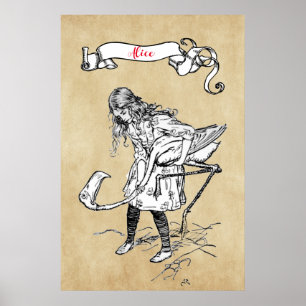 Alice playing croquet with a flamingo poster