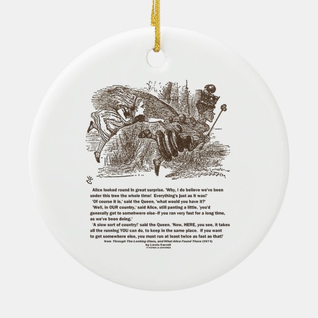 Alice Red Queen Running To Stay In Same Place Ceramic Ornament (Back)