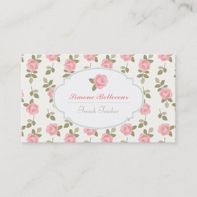Alice Romantic Vintage Roses Business Card (Front)